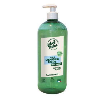 Label Tribu Șampon de duș 2in1 pentru piele sensibilă fără parfum 1L