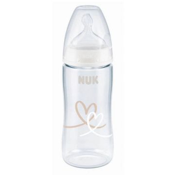 Nuk First Choice+ cu control al temperaturii Biberon din silicon mărimea M Heart de la 0 la 6 luni 300 ml
