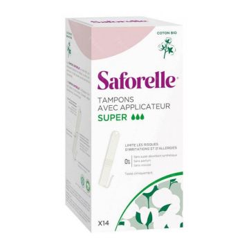 Saforelle Super absorbante cu aplicator din bumbac organic x14