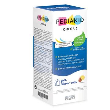 Sirop Pediakid pentru copii Omega 3 si Vitamina A,C,D,E cu aroma de cola, 125 ml, Ineldea