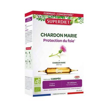 Superdiet Milk Thistle Organic Digestion 20 Protection Du Foie 20 Ampoules