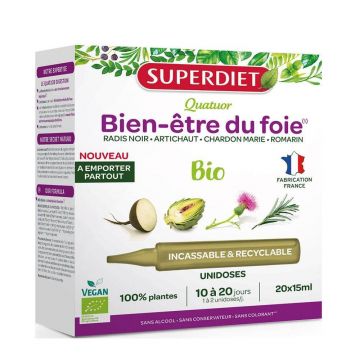 Superdiet Organic Daily Wellness de Quator 20 15 ml monodoses