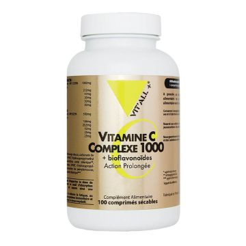 Vit'All+ Complex Vitamine C 1000 + Bioflavonoïdes Bioflavonoïdes 100 comprimate casabile