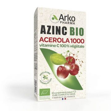 Arkopharma Azinc Acerola 1000 Vitamina C naturală Bio 30 comprimate masticabile