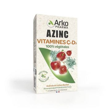 Arkopharma Azinc Vitamine D3 și C 20 comprimate efervescente
