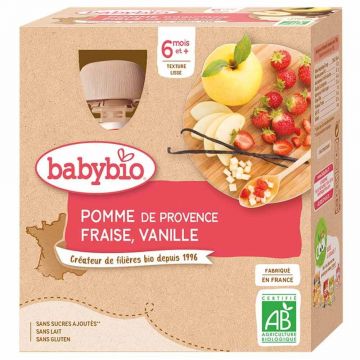 Babybio Sticle organice de la 6 luni Fructe 4x90g