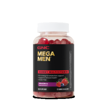 Complex de multivitamine pentru barbati cu aroma de fructe de padure Mega Men®, 120 jeleuri, GNC