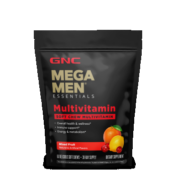 Complex de multivitamine pentru barbati cu gust de fructe asortate Mega Men® Soft Chews, 60 caramele, GNC