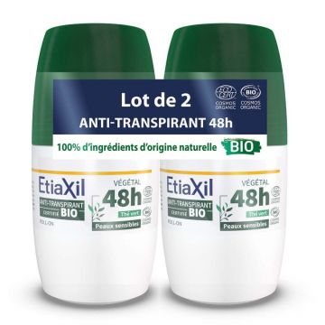Etiaxil Antiperspirant Roll-on cu ceai verde organic 48H 2x50ml