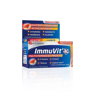 Forté Pharma ImmuVit'4G Vitamine, minerale și fermenți pentru imunitatea adulților 30 de comprimate tri-stratificate