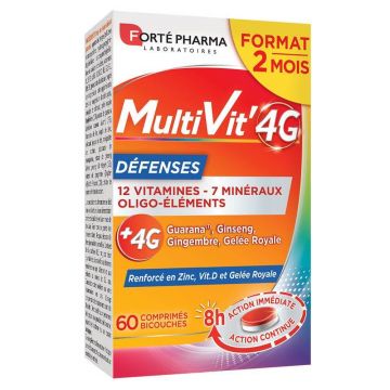 Forté Pharma MultiVit'4G Multivitamine Defences cu zinc și vitamina D 60 comprimate