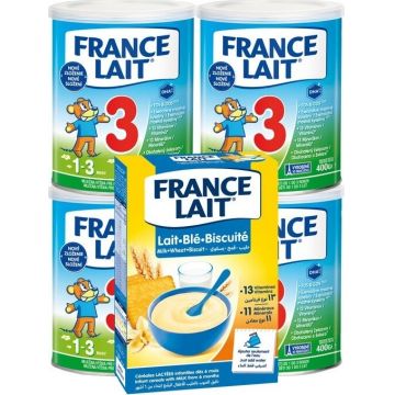 France Lait 3 4x400g + FL terci de grâu. Set 250g 1×1, set lapte praf pentru sugari