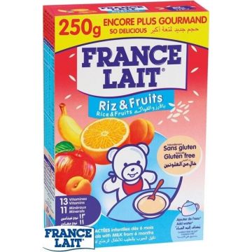 FRANCE LAIT terci de orez cu lapte și fructe 1×250g, terci de lapte pentru copii