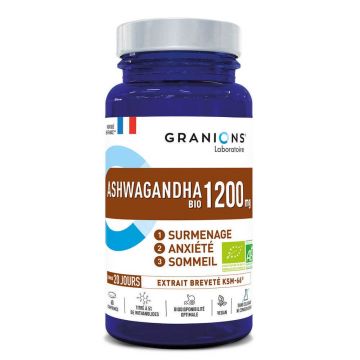 Granions Ashwagandha Organic 1200 mg Superwork, Anxietate și Somn 60 Tablete