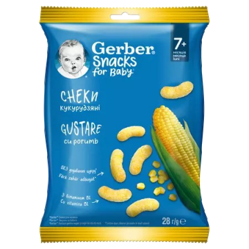 Gustare cu porumb de la 7 luni, 28g, Gerber