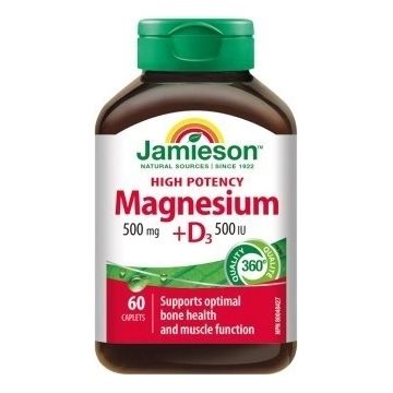 JAMIESON HORČÍK 500 mg WITH VITAMIN D3 500 IU 1×60 tbl, supliment alimentar