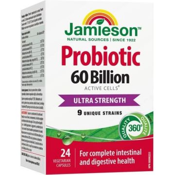 JAMIESON PROBIOTIC 60 BILLION ULTRA STRENGTH 1×24 cps, amestec de culturi bacteriene