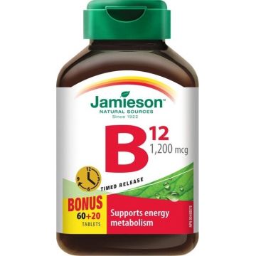 JAMIESON VITAMINA B12 METILCOBALAMIN 1200 μg 1×80 tbl, eliberare treptată