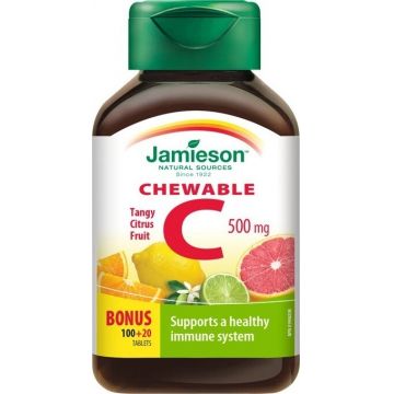JAMIESON VITAMINA C 500 mg fructe citrice 1×120 tbl, VITAMINA C, fructe citrice