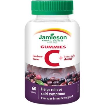 JAMIESON VITAMINA C + IMUNE SHIELD GUMMIES 1×60 buc, pastiluțe cu aromă de soc