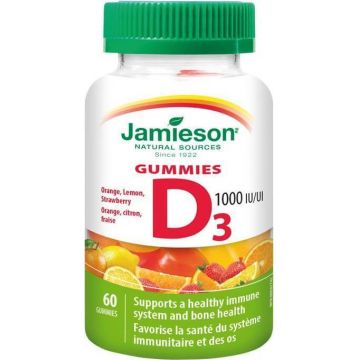 Jamieson Vitamina D3 1000 UI Gummies 60pcs 1×60 tbl, supliment alimentar