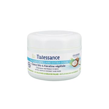 Natessance Mască de păr extra delicată - nucă de cocos organică și keratină vegetală 200 ml