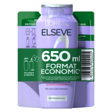 Pachet Sampon Hyaluron Plump, 400 ml + Rezerva ECO Sampon Hyaluron Plump 250ml, Elseve