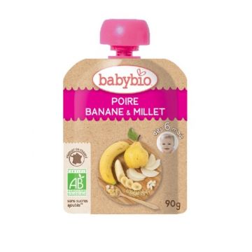 Piure de pere cu banane si mei, 90g, BabyBio