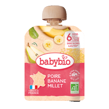 Piure de pere cu banane si mei, 90g, BabyBio