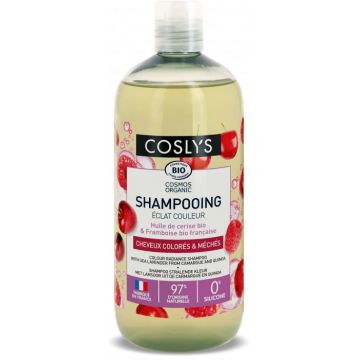 Sampon bio pentru ingrijire par vopsit cu Ulei de Cirese si Otet de Zmeura, 500ml, Coslys