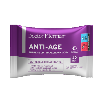 Servetele demachiante Anti-Age Supreme Lift, 20 bucati, Doctor Fiterman
