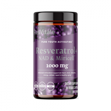 Suport anti-aging la nivel celular ResVitale Resveratrol + NAD & Miricell, 30 capsule, GNC