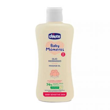 Ulei de masaj dermatologic Baby Moments Sensitive pentru +0 luni, 200ml, Chicco