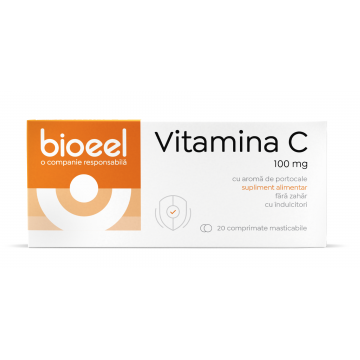 Vitamina C 100mg cu aroma de portocale, 20 comprimate, Bioeel