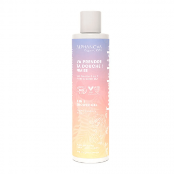 Alphanova Kids 3 în 1 păr corp față căpșuni și bumbac organic 250ml