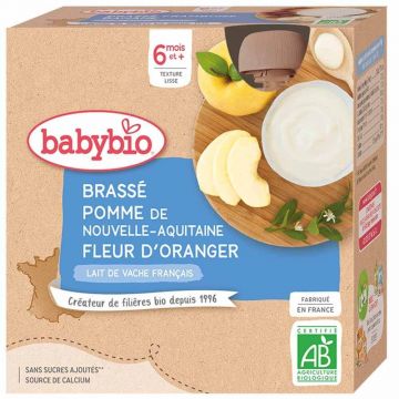 Babybio Măr și floare de portocal Brassé De la 6 luni 4x85g