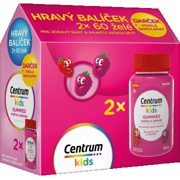 Centrum Kids Gummies zmeură și căpșuni, pachet cadou, jeleu 2 x 60