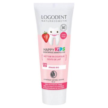 Logona Happy Kids Pastă de dinți organică cu gel de căpșuni fără fluor 50ml