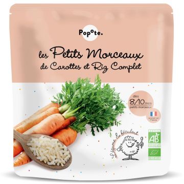 Mancare cu morcovi si orez brun 8-10 luni Bio, 190g, Popote