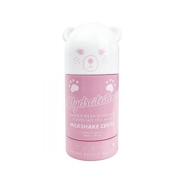 Masca stick hidratanta pentru fata cu argila alba si parfum milkshake de cirese, 30ml, Inuwet
