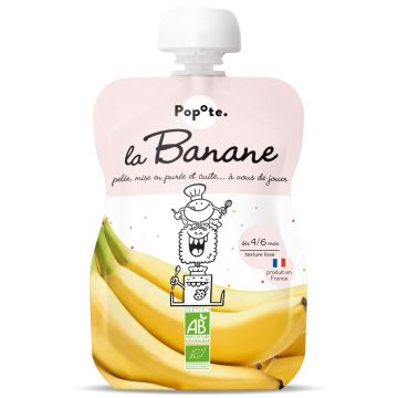Piure cu banane 4-6 luni Bio, 120g, Popote