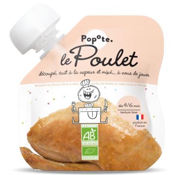 Piure cu carne de pui 4-6 luni Bio, 60g, Popote