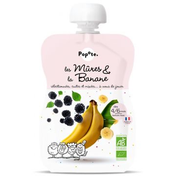 Piure cu mure si banane, 4-6 luni Bio, 120g, Popote