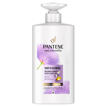 Sampon pentru par uscat tratat sau decolorat Silky & Glowing, 500ml, Pantene