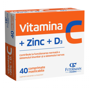 Vitamina C+Zinc+D3, 40 comprimate, Fiterman