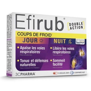 3C Pharma Efirub Cold Hits zi și noapte 15 capsule zi + 5 comprimate noapte