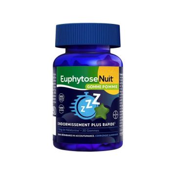 Bayer Euphytose Nuit Gommes 1mg Mélatonine Goût Pomme 30 gommes