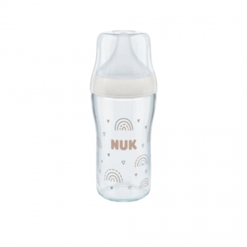 Biberon din sticla Perfect Match, M, + 3 luni, Curcubeu, 260 ml, Nuk