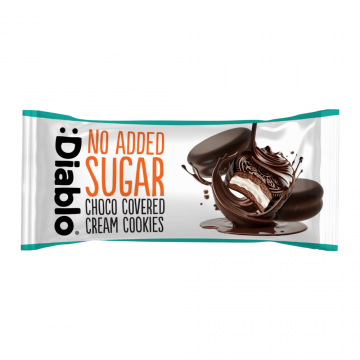 Biscuiti cu invelis de ciocolata si umplutura de vanilie, 34 g, Diablo