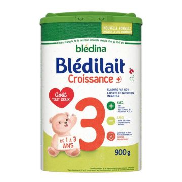 Blédina Bledilait Crescita+ Lapte praf cu aromă ușoară de la 1 la 3 ani 900g